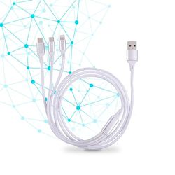 NK Multi-lading, 3-in-1 gevlochten oplaadkabel met meerdere micro-USB-type-C, Lightning en micro-USB voor Apple, Android, Samsung Galaxy S10/S9/S8/S7/A5, Huawei P30, P20, Honor