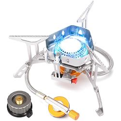HIKENTURE Campingkooktoestel met piëzo-ontsteking, opvouwbaar campinggasfornuis, winddichte gasbrander voor Coleman Primus cartridge, 3500 W windbescherming, kooktoestel gas incl. draagbox voor Picnic