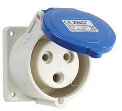 32 A, 230 V, gniazdo CEE do montażu panelowego, 2P+E, niebieski, IP44