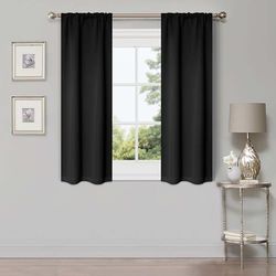 Superior Lot de 2 Rideaux occultants Thermiques pour Chambre à Coucher et Salon avec Passe-Tringle, 66 x 160 cm, Noir
