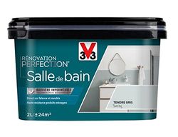 V33 Peinture de rénovation salle de bain, Rénovation perfection Tendre gris satin 2L