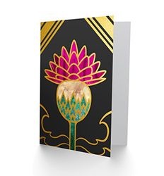 Wee Blue Coo Gold Edge Scottish Thistle Flower Illustration Scotland Greetings Card
