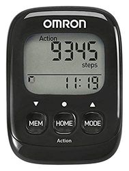 OMRON Walking Style IV Podómetro con Sensor 3D preciso para medir Pasos, Distancia, Pasos Normales y aeróbicos y calorías quemadas, Negro