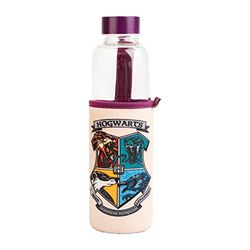 Grupo Erik - Bouteille en Verre Harry Potter, Poudlard - Capacité 50 cl | Inclut un Étui en Néoprène avec Dragonne | Gourde en verre