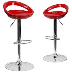 Flash Furniture 2 unidades. Contemporary Red Plastic ajustável Height Barstool with Chrome Base