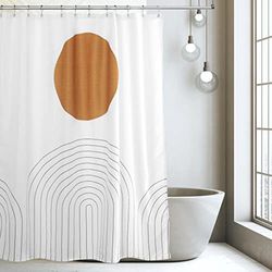 Shaina Sun and Arches Boho Shower Curtain 72 x 72 - Abstract and Minimalist Design - Waterproof Fabric - Aztec Southwest Artwork for Any Boho Bathroom Decor - Beautiful Shower Curtain Hooks Included