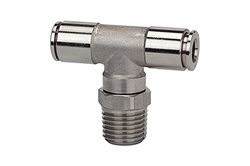 Raccord en T rotatif R 1/4 A pour tuyau extérieur Ø 8 mm Pression de travail max. 15 bar Acier inoxydable 1.4404