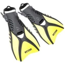 Ist/Dolphin Alette Otter, Regolabili, Pinne Unisex-Adulto, Nero/Giallo, L (44-48)