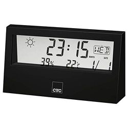CTC WSU 7022 - Stazione meteo multifunzione con orologio e display LCD trasparente, memoria dati per temperatura e umidità, funzione di allarme, colore: nero