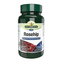 Natures Aid Rosehip 750mg 120 Capsules – High Strength Rosa Canina Extract for Joint Support, 3000mg Equivalent of Dried Fruit, Vegan, Gluten-Free, Vegetarian, No Gummies or Tablets