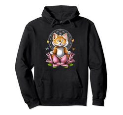 Gato Meditación Yoga Espiritual Zen Flor de Loto Sudadera con Capucha