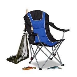 Relaxdays campingstoel opvouwbaar, gepolsterde leuning verstelbaar, stoel inklapbaar, HxBxD: 108x90x72 cm, blauw-zwart