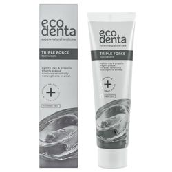 Ecodenta Dentifricio senza fluoro, tripla forza per la pulizia dei denti, smalto, rinforza la sensibilità, riduce la dentifricia, 100 ml