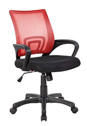 Dmora - Chaise de Bureau Lismore, Chaise de Travail en Maille avec accoudoirs, Siège de Bureau Ergonomique, Cm 59x54h90/100, Noir et Rouge