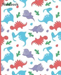 Dino Notebook | Wide Rule Notebook | 7.5 x 9.25, 120 pages | For kids, teens and adults