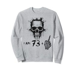 I Am 73 Plus 1 Middle Finger 74th Birthday w. Viking Skull Sudadera