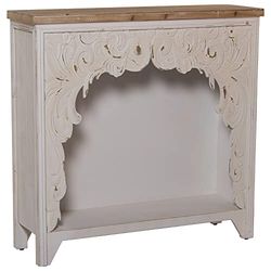 DRW Ingangsconsole van hout, gesneden, antiek en natuurlijk, 101 x 29 x 100 cm