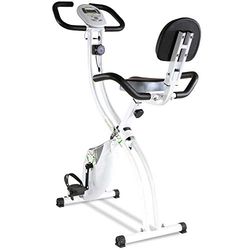 Tecnovita by BH Back FIT YF91 Bicicleta estática dobrável magnética com selim confortável com encosto, alças laterais, monitor LCD, 8 níveis de resistência, rodas de transporte