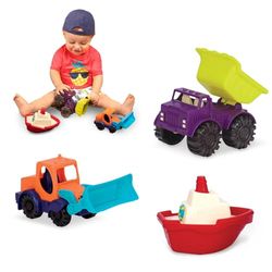 B. Toys by Battat - (3- Pcs) Mini Toy Cars - Water & Sand Vehicles Beach Playset for Kids 18 Months+ BX1887Z