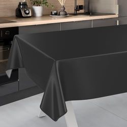 ANRO Tovaglia cerata, lavabile, da giardino, per interni ed esterni, 160 x 140 cm, con orlo, colore nero