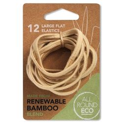 All Round Eco, Blonde Large Flat Hair Elastics, Renewable Bamboo, Pack of 12