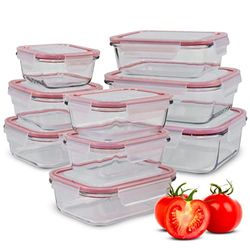 Classbach Contenitori salvafreschezza in vetro con coperchio, set da 9 barattoli, adatti per forno a microonde, lavastoviglie e freezer, scatole Meal Prep in vetro, perfetta conservazione della cucina