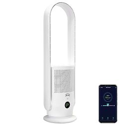 djive ARC rotorloze ventilator, 2in1 torenventilator + luchtreiniger, stil, met automatische modus, staande ventilator met 9 snelheden, app, Alexa, met afstandsbediening, H14, timer, wit