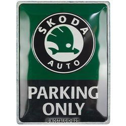 Nostalgic-Art Retro tin sign, 30 x 40 cm, Skoda – Parking Only – Gift idea for Skoda fans, made of metal, vintage design
