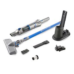 Genius A82113, Invictus One 2.0 handstofzuiger + vloerstofzuiger, 12-delig, blauwe handstofzuiger, zakloos en draadloos, met 13000 Pa, 2 x HEPA-filter, lithium-ion-accu, voegenzuigmond, vloerzuigmond,