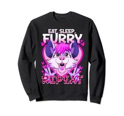 Eat Sleep Furry Repeat I Cute Anime Cosplay Fandom Felpa