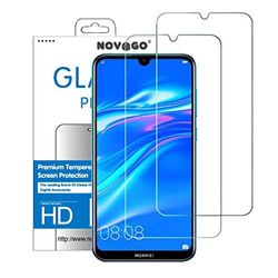 Novago compatibel met Huawei Y7 2019, 2 screen protectors gemaakt van gehard glas, zeer duurzaam, schokbestendig en schokbestendig