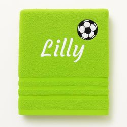 Asciugamano personalizzato con nome Nome sportivo splendidamente ricamato Asciugamano da bagno Asciugamano in cotone 100% personalizzato con nome (100 x 50 cm, Calcio)