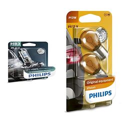 Philips X-tremeVision Pro150 HB3 lampe pour éclairage avant +150%, blister de 1 Blanc & 12496B2 Lot de 2 Ampoules Clignotant Couleur Ambre