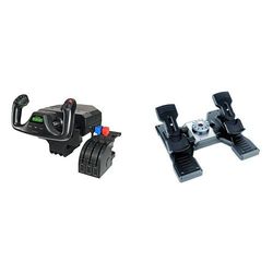 Logitech G Saitek PRO Flight Yoke System Controller per Simulatori di Volo + G Saitek PRO Flight Rudder Pedals Pedaliera per Simulatori di Volo