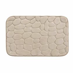 Douceur d'Intérieur, Tapis de Bain (50 x 80 cm) Ricochet Taupe, Microfibre Unie Relief