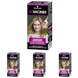 Schwarzkopf - Kit Racines - Coloration Racines Cheveux Permanente - Enrichie d’une huile nourrissante - Couverture Cheveux Blancs - Retouche entre 2 Colorations - Blond BR1 (Lot de 4)