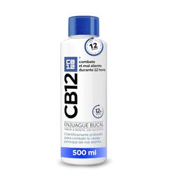 CB12 Enjuague Bucal para Halitosis - Combate el Mal Aliento Durante 12 Horas – Colutorio Sabor Menta y Sin Alcohol - Probado Científicamente - 500 ml