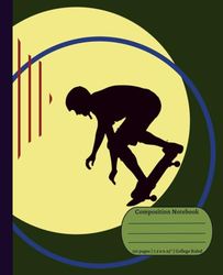 Skateboarding Composition Notebook – College Ruled: Skateflow Collection – Dark Green Abstract Design: Creative Skateboard Notebook for School, Journaling and Writing – Boys, Teens and Men Edition
