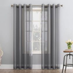 No. 918 Sheer Voile Cortina de Ojal Panel, Gris Carbón, 59 "x 63"