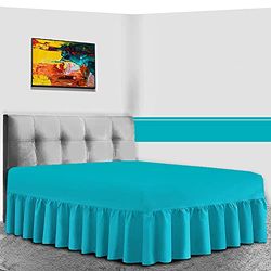 GC GAVENO CAVAILIA Percale Extra Deep Fitted Valance, Non Iron Frilled Sheets, Easy Care Plain Dyed Bedding 180 TC, Polycotton, Teal, Single