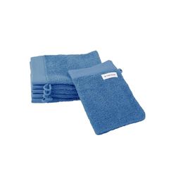 TOM TAILOR Wash Mitts Set of 6 16 x 21 cm 100% Cotton Terry Cloth with Hanger and Label with Logo Colour Bath Towel Cool Blue