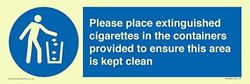 Please place extinguished cigarettes in the containers provided to ensure this area is kept clean...