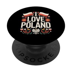 Diseño simbólico patriótico I Love Poland PopSockets PopGrip Adhesivo