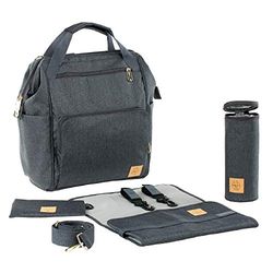 LÄSSIG 1103010222 Glam Goldie Backpack, Baby Luierrugzak/Luiertas, Inclusief Wikkelaccessoires, Antraciet, 30 x 16.99 x 35.99 cm