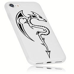 mumbi skal kompatibel med iPhone SE 2 2020/7/8 mobiltelefon fodral mobilskal double GRIP med motiv drake, transparent vit