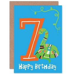 Wee Blue Coo CARD BIRTHDAY KIDS SEVEN 7 NATIVE SNAKE GIFT