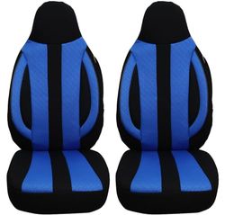 BREMER SITZBEZÜGE Measure Pilot Car Seat Covers Compatible with Toyota Yaris 3 Driver & Passenger from 2010-2020 / Car Seat Covers Protective Cover Set Car Seat Covers Pack of 2 in Black/Blue
