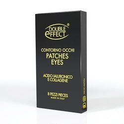 PATCHES CONTORNO OCCHI CON ACIDO IALURONICO E COLLAGENE DOUBLE EFFECT 8 PEZZI. L’ACIDO IALURONICO E COLLAGENE CREANO UN FILM PROTETTIVO CHE IDRATA E MANTIENE LA PELLE ELASTICA