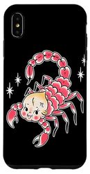 Carcasa para iPhone XS Max Kewpie Baby Escorpio Zodiac Escorpión Tatuaje Tradicional Flash