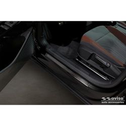 Battitacco nero in acciaio inox compatibile con Volkswagen ID.4 2020 "Lines", 4 pezzi